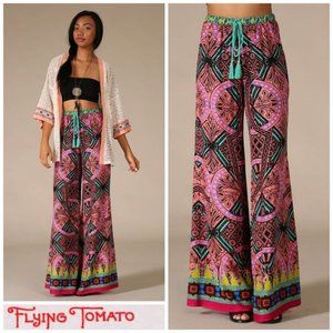 NWOT Flying Tomato Baja Pink and Turquoise Pants